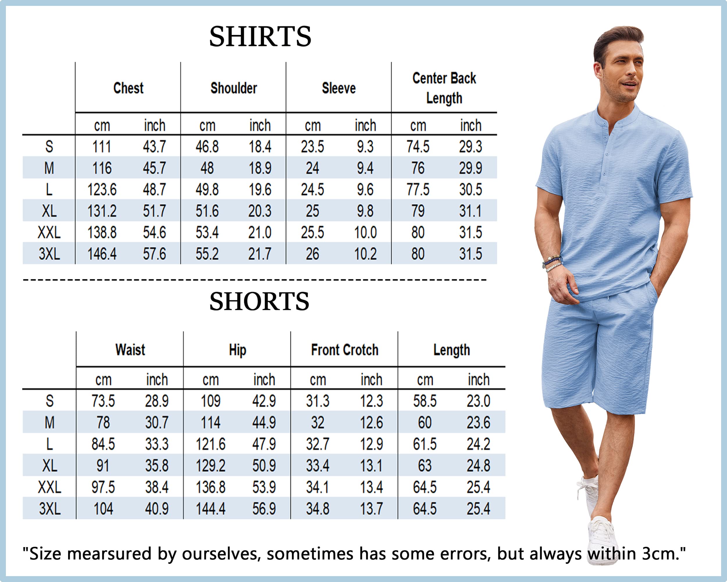 COOFANDY Men's 2 Pieces Linen Set Casual Henley Shirts Short Sleeve Beach Yoga Shorts Summer Pants Outfits