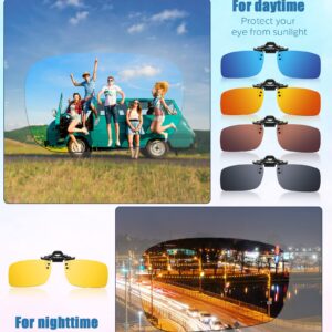 Frienda 5 Pairs Polarized Clip On Sunglasses Rimless Flip Up Anti Glare Driving Glasses (Various Color,2.24 x 1.42 Inch)