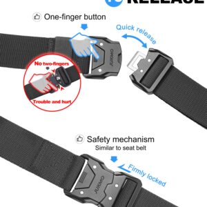 JUKMO 1.5" Quick Release Tactical Nylon Belt with Heavy Duty Buckle, Medium Size for 36-42" Waist