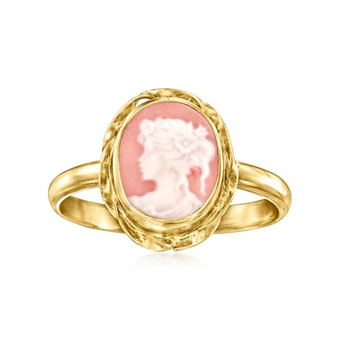 Ross-Simons Italian Pink Porcelain Cameo Ring in 18kt Gold Over Sterling. Size 6