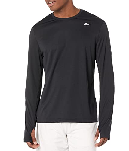 Reebok Men's Standard Long Sleeve Workout Shirt, Night Black, X-Large