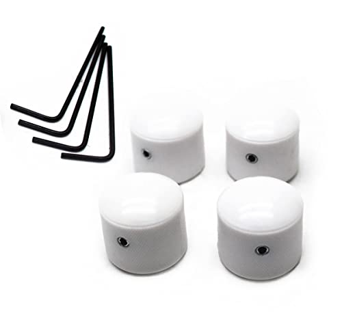 TUOREN Plastic Guitar Control Knob Volume Tone Control Dome Knobs for Electric Guitar Bass 4Pcs (White)