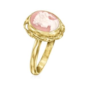 Ross-Simons Italian Pink Porcelain Cameo Ring in 18kt Gold Over Sterling. Size 6