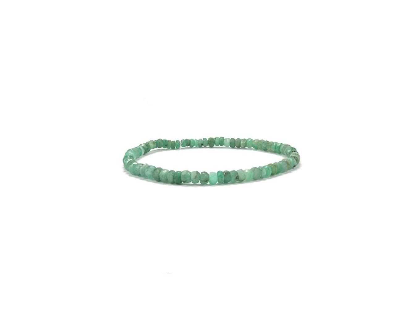 Natural Emerald Stretchable Beads Bracelet 7 inch Endless, Brazilian Emerald, Healing Bracelet, Adjustable