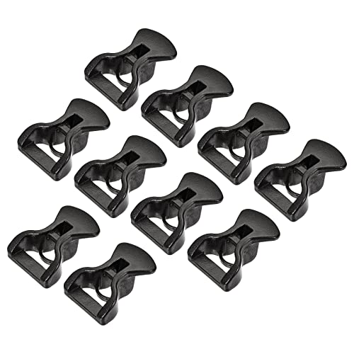 MECCANIXITY Tent Rope Buckles, 4mm Plastic Guyline Adjuster Cord Tensioners for Outdoor Camping Canopy Tarp, Black Pack of 10