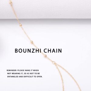 Bounzhi Gold Sexy Body Chain Crossover Thin Bra Bikini Waist Belly Body Chains Beach Body Necklace Jewelry for Women, B-100