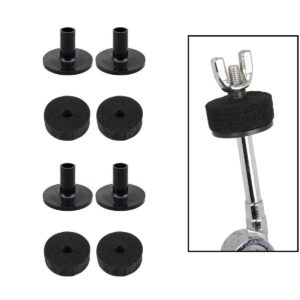 TUOREN 20 Pieces Cymbal Replacement Accessories Drum Cymbal Stand Felt Hi-Hat Clutch Felt with Sleeve Replacement for Drum Set Black