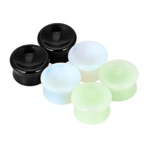 Stuppendux 3Style 6Pcs Concave Natural Stone Double Flared Ear Tunnels Plugs Gauges Stretcher Expander Kit For Men Women 0G 8MM