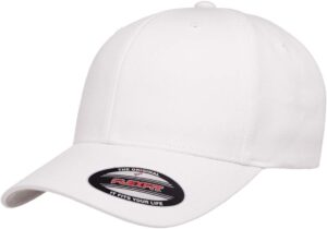 flexfit/yupoong cotton twill fitted cap (xx-large, white)