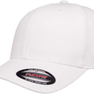 Flexfit/Yupoong Cotton Twill Fitted Cap (XX-Large, White)