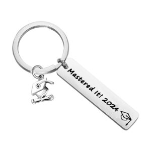 LQRI Mastered It Graduation Keychain Class of 2024 Congrats Grad Gift Masters Graduation Gift for Her or Him Masters Degree Gift (silver)