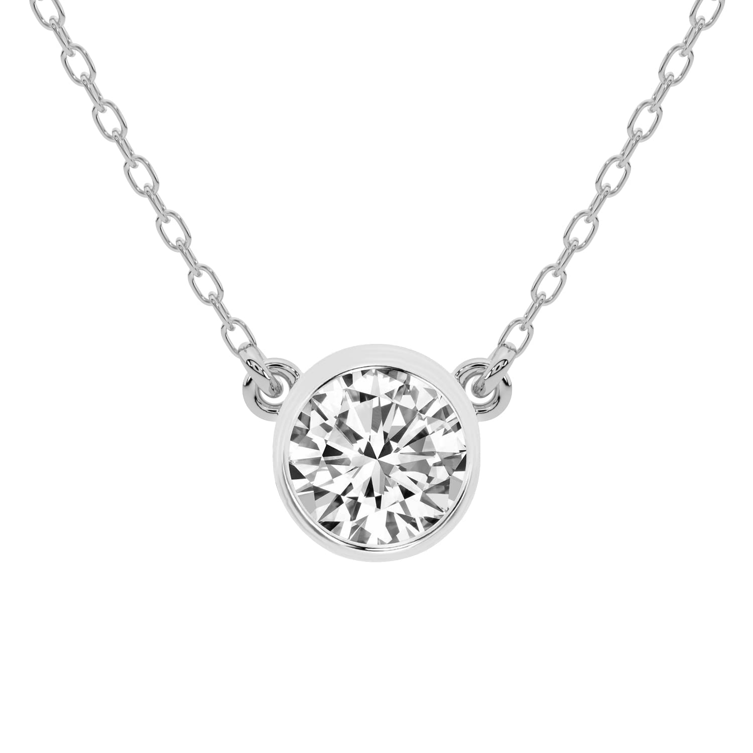 FRIENDLY DIAMONDS Diamond Pendant Necklace For Women | 1 Carat IGI Certified Round Shape Lab Grown Diamond | Classic Bezel Lab Diamond Pendant Necklace In 18K White Gold | FG-VS1-VS2 Quality