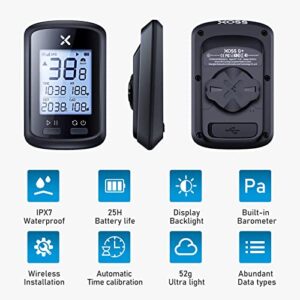 XOSS G+ Wireless Bike Computer, GPS Cycling Speedometer and Odometer with Bluetooth and ANT+, Bicycle Accessories with LCD Display, Waterproof MTB Tracker Fits All Bikes