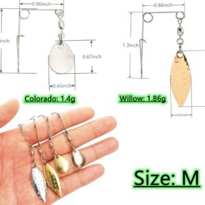 Spinner Blades Smooth Nickel Spoons Rigs Spinners Spinnerbait Fishing Lures Accessories (M (11Pcs), Gold Willow)