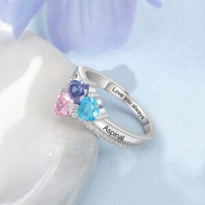 Mothers Day Gifts Personalized Mothers Name Anniversary Rings with 3 Birthstones for Mom Grandma Women Jewelry Gifts for Wife Birthday (6)