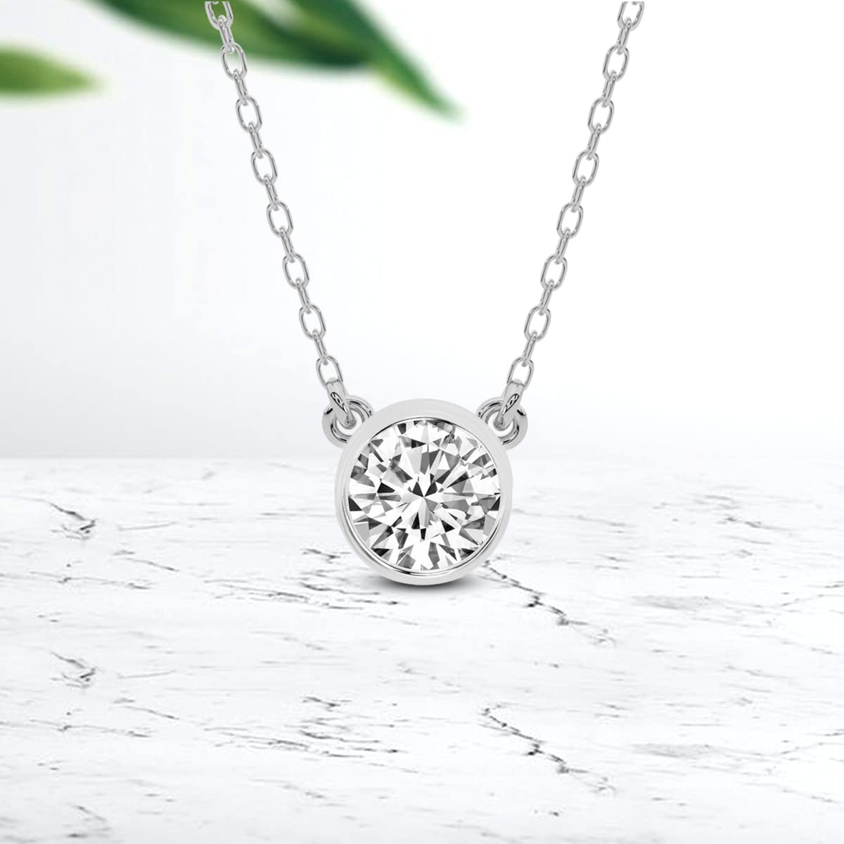 FRIENDLY DIAMONDS Diamond Pendant Necklace For Women | 1 Carat IGI Certified Round Shape Lab Grown Diamond | Classic Bezel Lab Diamond Pendant Necklace In 18K White Gold | FG-VS1-VS2 Quality