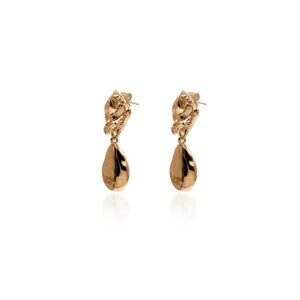 18k Yellow Gold Plated and Silver Tone Drop and Dangle Earrings (Wrinkle Teardrop - Gold)