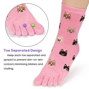 MWMart Toe Socks Cotton Crew Five Finger Socks Running Athletic for Men Women 5 Pack (Unique 5)