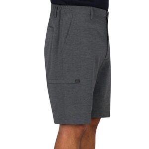 Greg Norman Golf Performance Men Short | X-Treme Comfort Stretch Waistband |Moisture Wicking Golf Short Grey Black 32