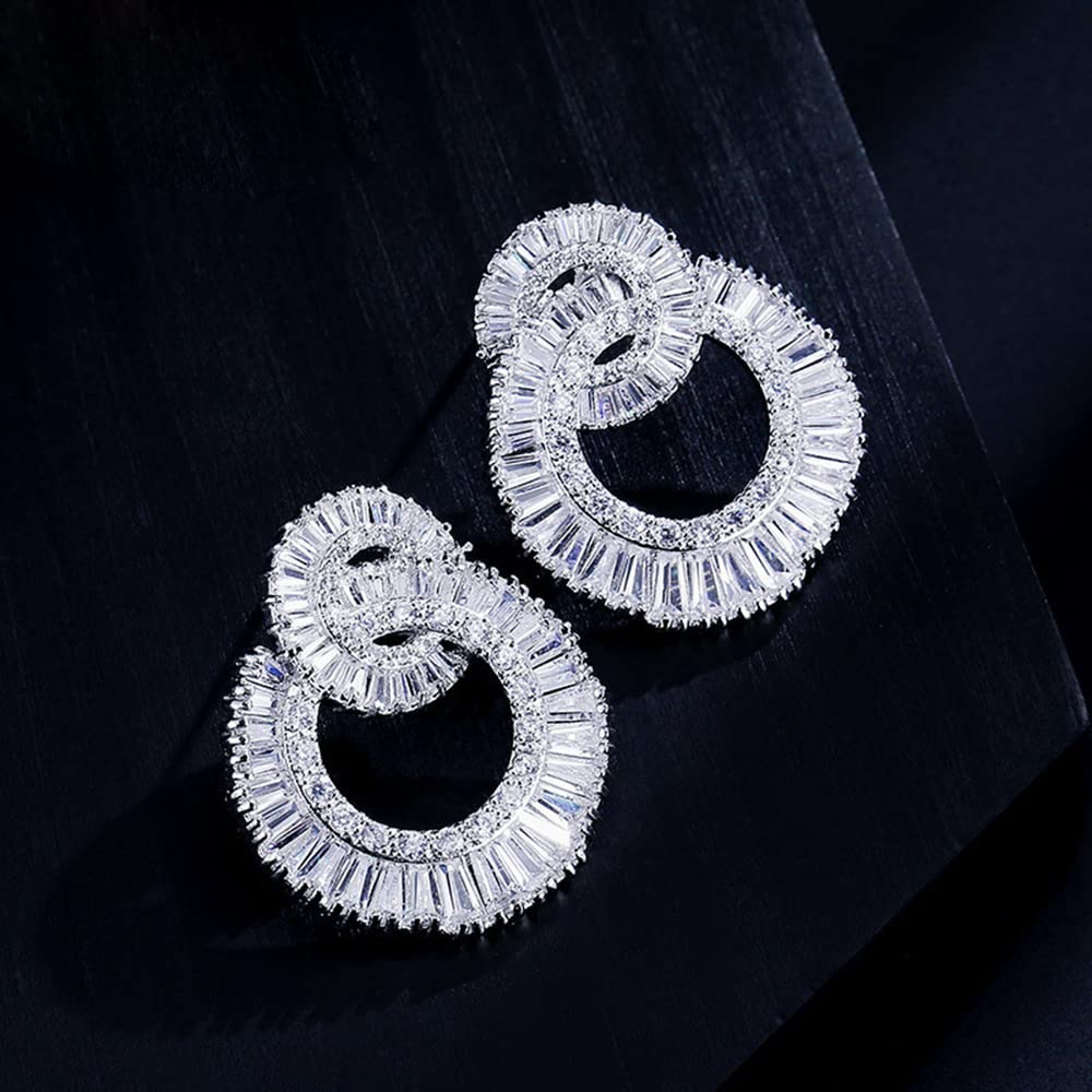 Celebrity Design Women Elegant Statement Rhinestone Jewelry Dangle Drop Earrings Studs