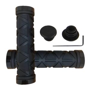 Fanzbike Bike Handlebar Grips, Double Lock-on Bicycle Handle Bar, Soft Non-Slip-Rubber Hand Grip Comfortable Ergonomic for BMX, Mountain, MTB, Beach Cruiser, Scooter, Folding Bike (Double Lock-Black)