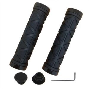 Fanzbike Bike Handlebar Grips, Double Lock-on Bicycle Handle Bar, Soft Non-Slip-Rubber Hand Grip Comfortable Ergonomic for BMX, Mountain, MTB, Beach Cruiser, Scooter, Folding Bike (Double Lock-Black)