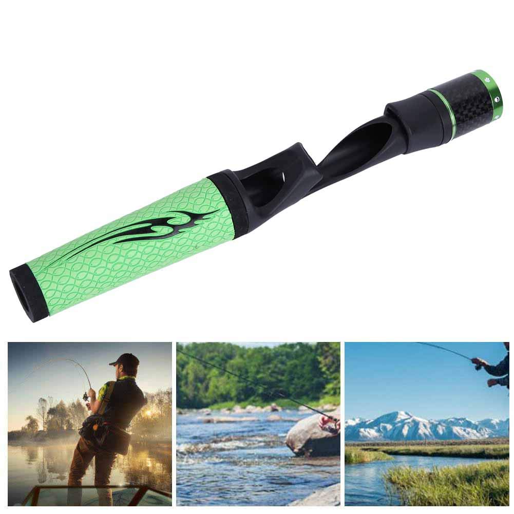 Fishing Rod Handle, Spinning Fish Fly Rods Handles Building Split Grip Replacement Parts with Reel Seat Soft ACS PU Extension Rotatable Holder Tackle for DIY Casting Repair Accessories Kit Green