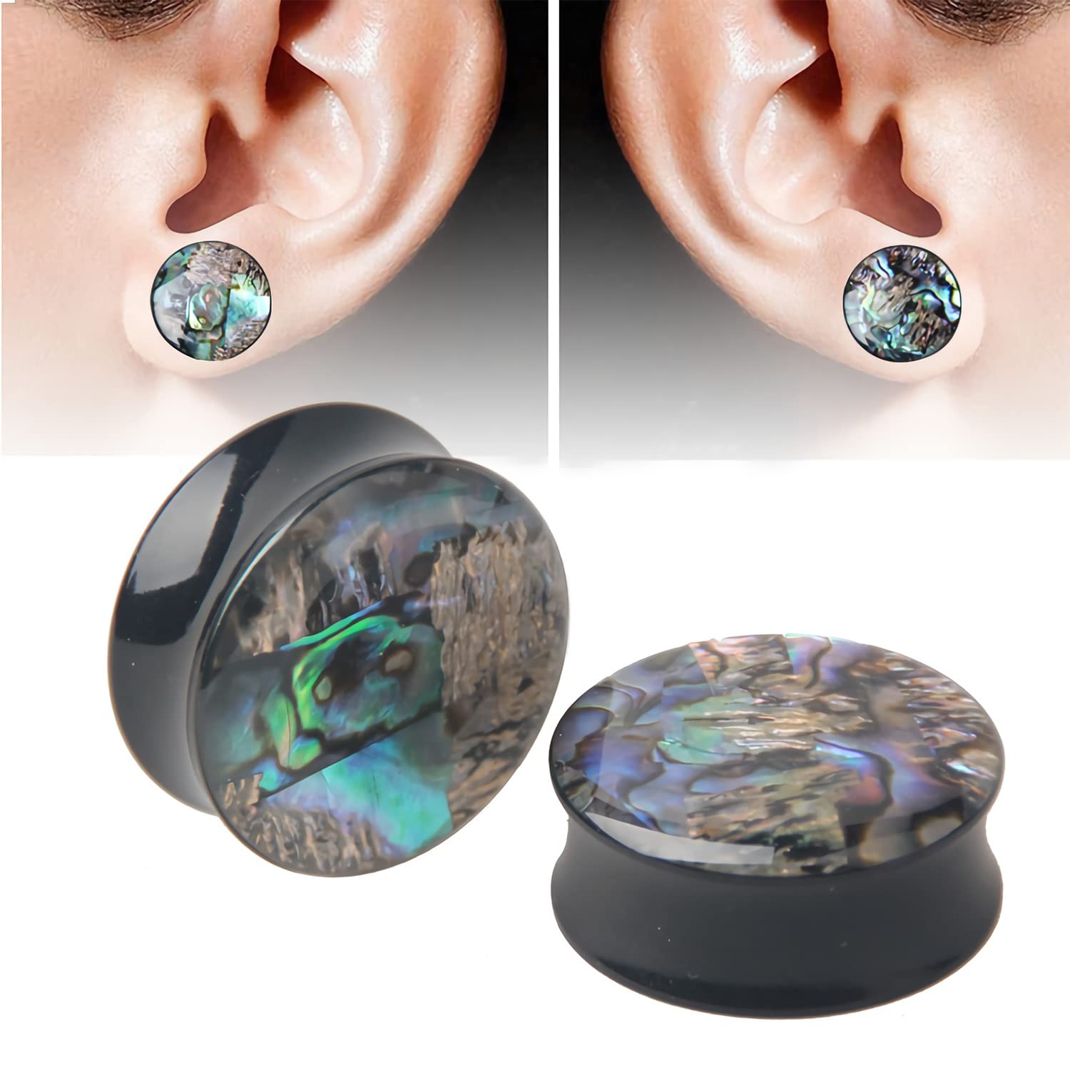 2 PCS Gauge Ear Plugs Piercing Jewelry Set Double Flare Saddle Stretching Gages Tunnels Expander (AG-3/4"(20mm))