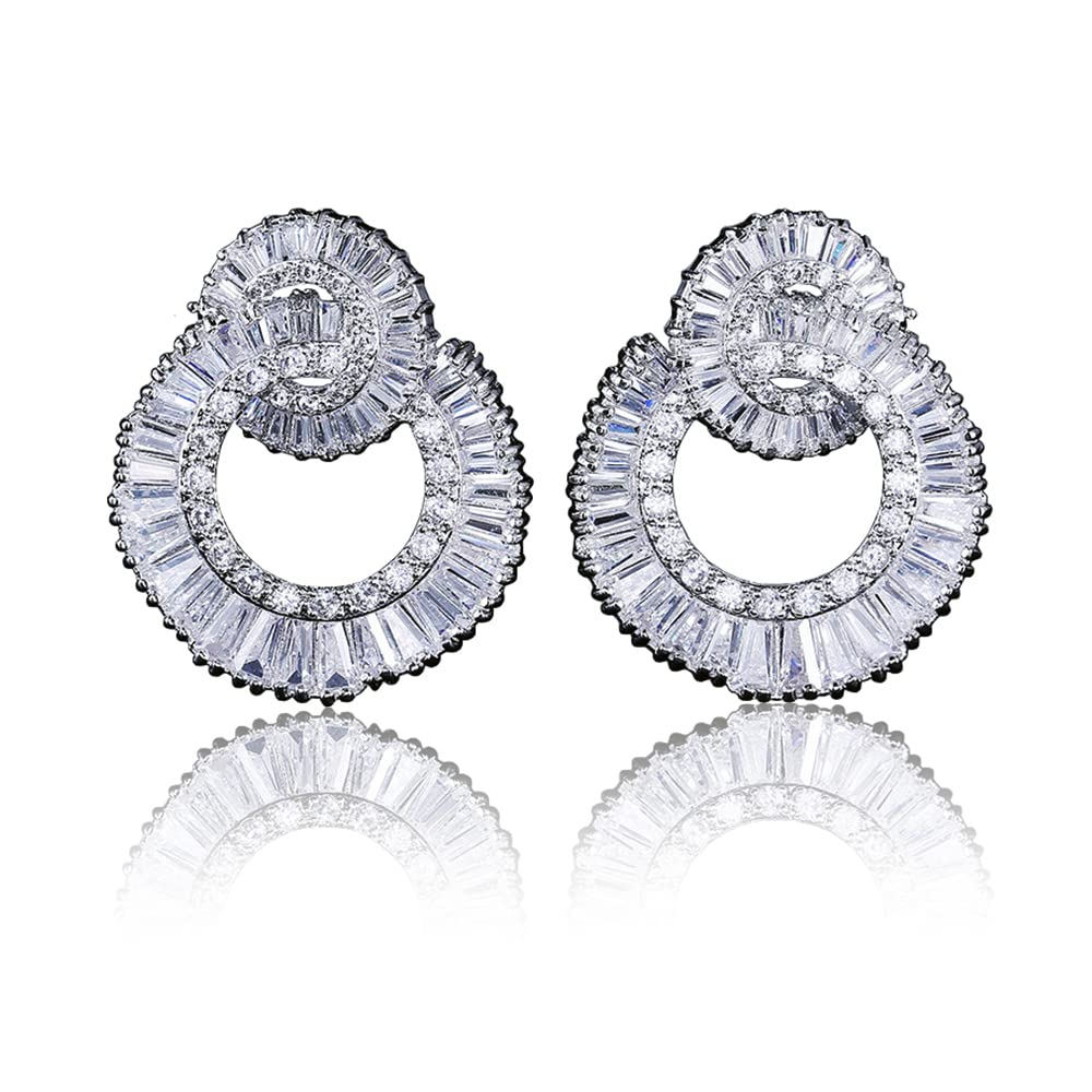 Celebrity Design Women Elegant Statement Rhinestone Jewelry Dangle Drop Earrings Studs