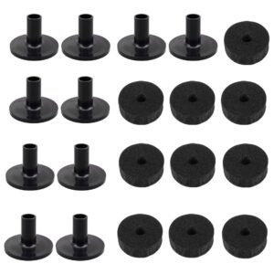 TUOREN 20 Pieces Cymbal Replacement Accessories Drum Cymbal Stand Felt Hi-Hat Clutch Felt with Sleeve Replacement for Drum Set Black