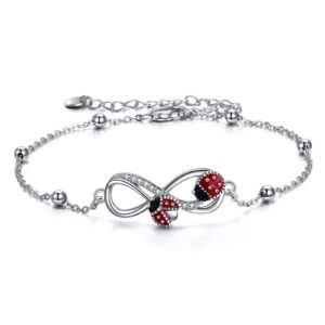 poplyke ladybug bracelet for women 925 sterling silver ladybug jewelry gifts for mother daughter sister grandma