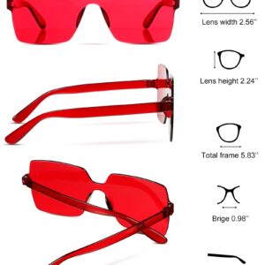 Chumia 51 Pack Fun Sunglasses Bulk Adult Party Favors Sunglasses Colorful Plastic Square Rimless Retro Sunglasses for Women Men Neon Party Candy Color Glasses