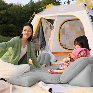 Dufominc Inflatable Car Air Mattress Travel Bed - 6 in 1 Thickened Car Camping Mattress Sleeping Pad with Electric Air Pump & 2 Pillows for Home SUV Sedan Pickup Backseat Couch Tent - Grey