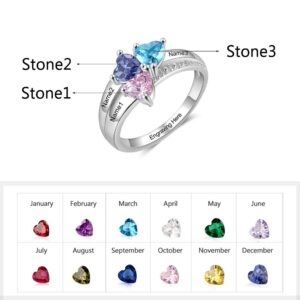 Mothers Day Gifts Personalized Mothers Name Anniversary Rings with 3 Birthstones for Mom Grandma Women Jewelry Gifts for Wife Birthday (6)