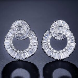 Celebrity Design Women Elegant Statement Rhinestone Jewelry Dangle Drop Earrings Studs