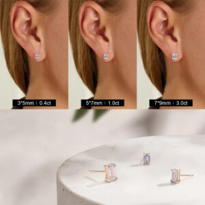 SMILEST 2 Carat Emerald Moissanite Earrings for Women, D Color VVS1 Clarity Lab Created Diamond Stud Earrings 18K Yellow Gold Vermeil 925 Sterling Silver Solitaire Moissanite Women Earrings Studs