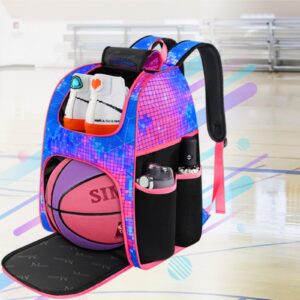 MATEIN Basketball Bag, Sturdy Soccer Bag with Ball Holder & Shoe Compartment, Large Basketball Backpack for Training Equipment, Water Resistant Sports Ball Bags Fits Volleyball Football, Colorful