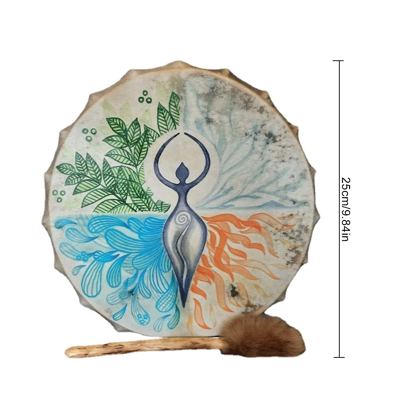 Firlar Shaman Drum,10 Inch Shaman Hand Drum With Drum Stick, Instrumental Shaman Alchemy Moon Drum, Sound Healer Shaman Drum For Spiritual Music, Reflection And Meditation