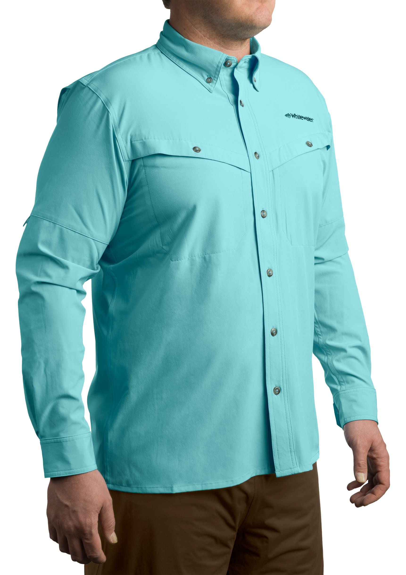 Whitewater Lightweight Moisture Wicking Long Sleeve Fishing Shirt with UPF 50 (XX-Large, Lagoon)