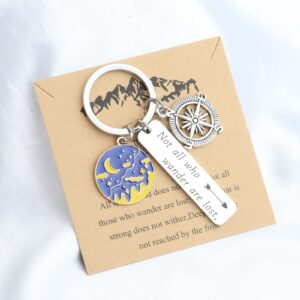 LQRI Not All Those Who Wander are Lost Keychain Traveller Gift Adventurist Gift Wanderlust Gift Compass Key Chain Inspirational Gifts