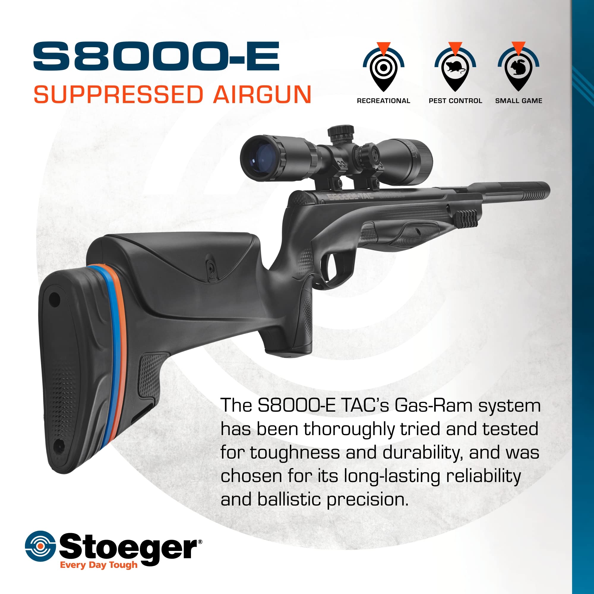 Stoeger S8000-E TAC Airgun Combo - .177 Caliber - Black Synthetic with 3-9x40 Adjustable Objective Scope