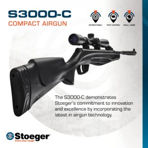 Stoeger S3000-C Compact Airgun Combo - .177 Caliber - Black Synthetic with Fiber-Optic Sights Combo - Includes 4 x 32 Scope