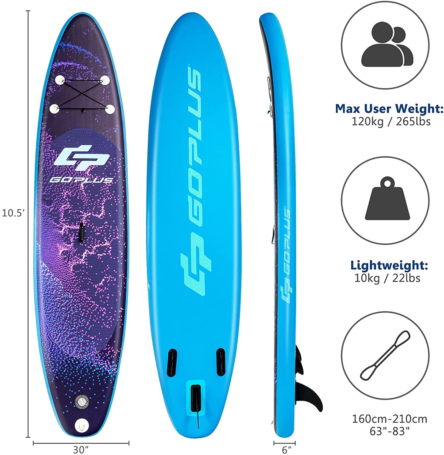 AUGESTER 10‘/10.5‘/11’ Inflatable Lightweight Stand up Paddle Board, Premium Yoga Board W/Durable SUP Accessories, with Fins, Carrying Bag, Non-Slip Deck, Adjustable Paddle & Hand Pump, Wide Stance