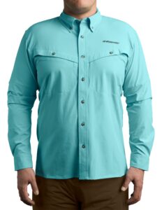 whitewater lightweight moisture wicking long sleeve fishing shirt with upf 50 (xx-large, lagoon)