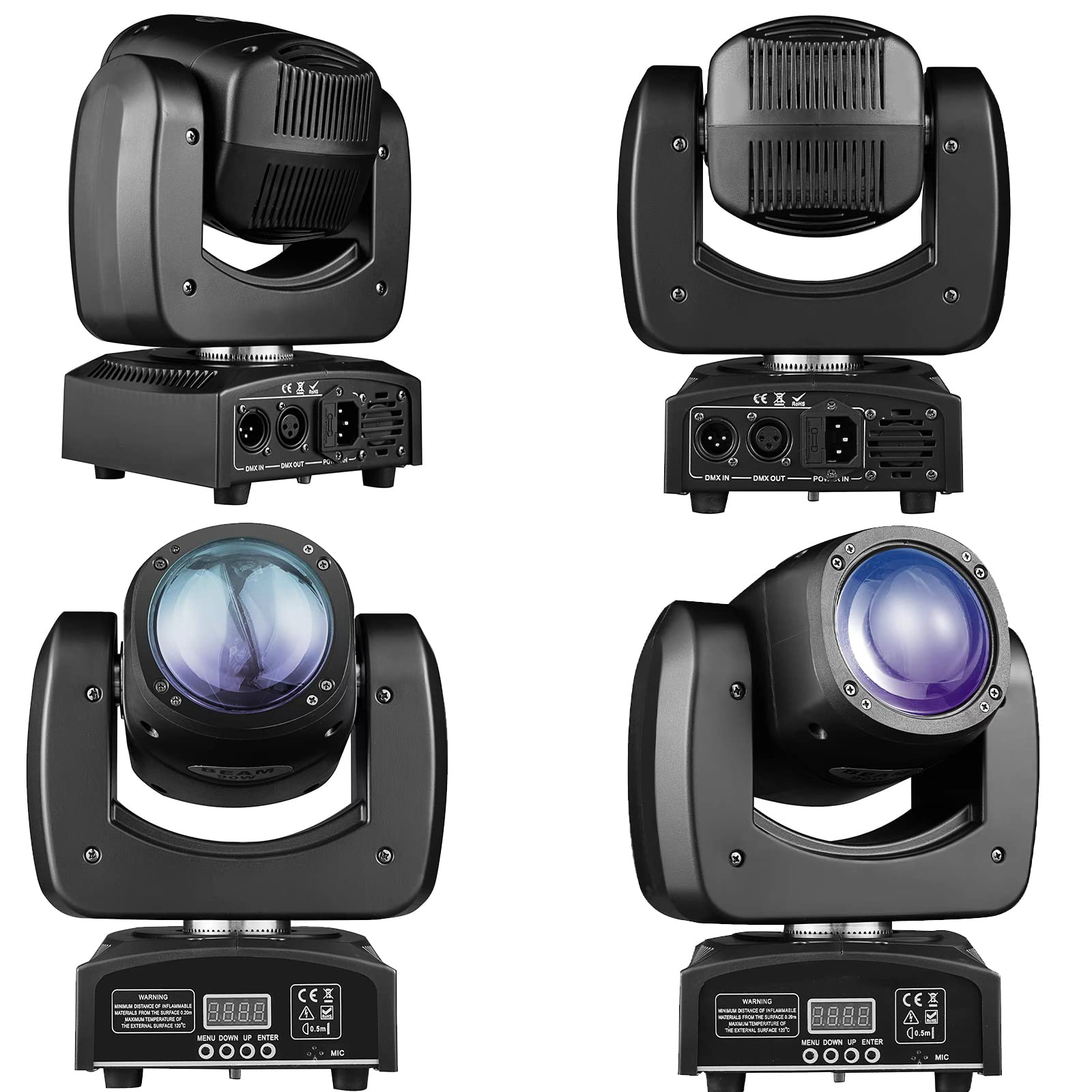 90W LED Moving Head DJ Lights Mini Beam Stage Lights with Sound Activated RGBW 4 In1 Super Bright Spot Light DMX Control for Wedding DJ Party Stage Lighting