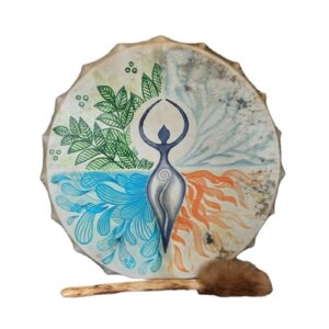 Firlar Shaman Drum,10 Inch Shaman Hand Drum With Drum Stick, Instrumental Shaman Alchemy Moon Drum, Sound Healer Shaman Drum For Spiritual Music, Reflection And Meditation