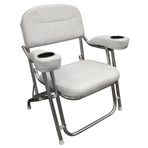 Wise 3367-784 Deluxe Offshore Folding Deck Chair with Stainless Steel Cup Holders