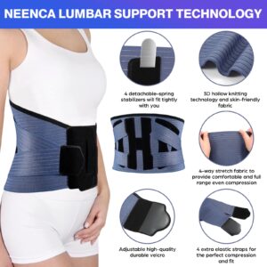 NEENCA Back Support Brace, Adjustable Lumbar Support for Pain Relief of Back/Lumbar/Waist, Waist Wrap with Spring Stabilizers for Injury, Herniated Disc,Sciatica, Scoliosis and more - FSA/HSA APPROVED