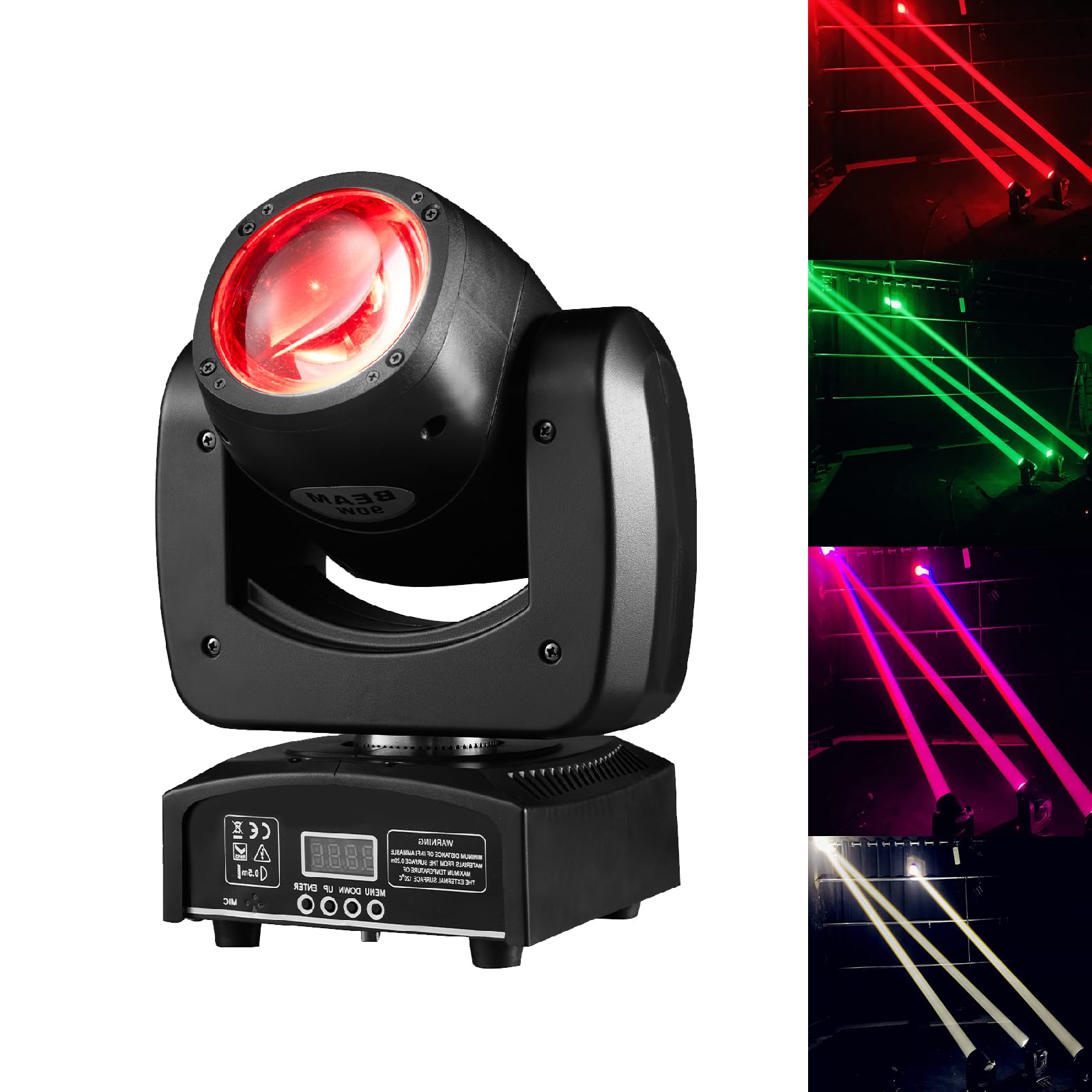 90W LED Moving Head DJ Lights Mini Beam Stage Lights with Sound Activated RGBW 4 In1 Super Bright Spot Light DMX Control for Wedding DJ Party Stage Lighting