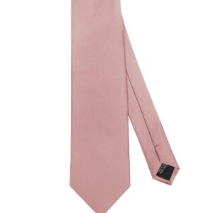 TASTION Mens Dusty Rose Ties for Men Classic Wedding Necktie Solid Light Blush Pink Tie Formal Business Satin Silk Wedding Bridegroom Tie